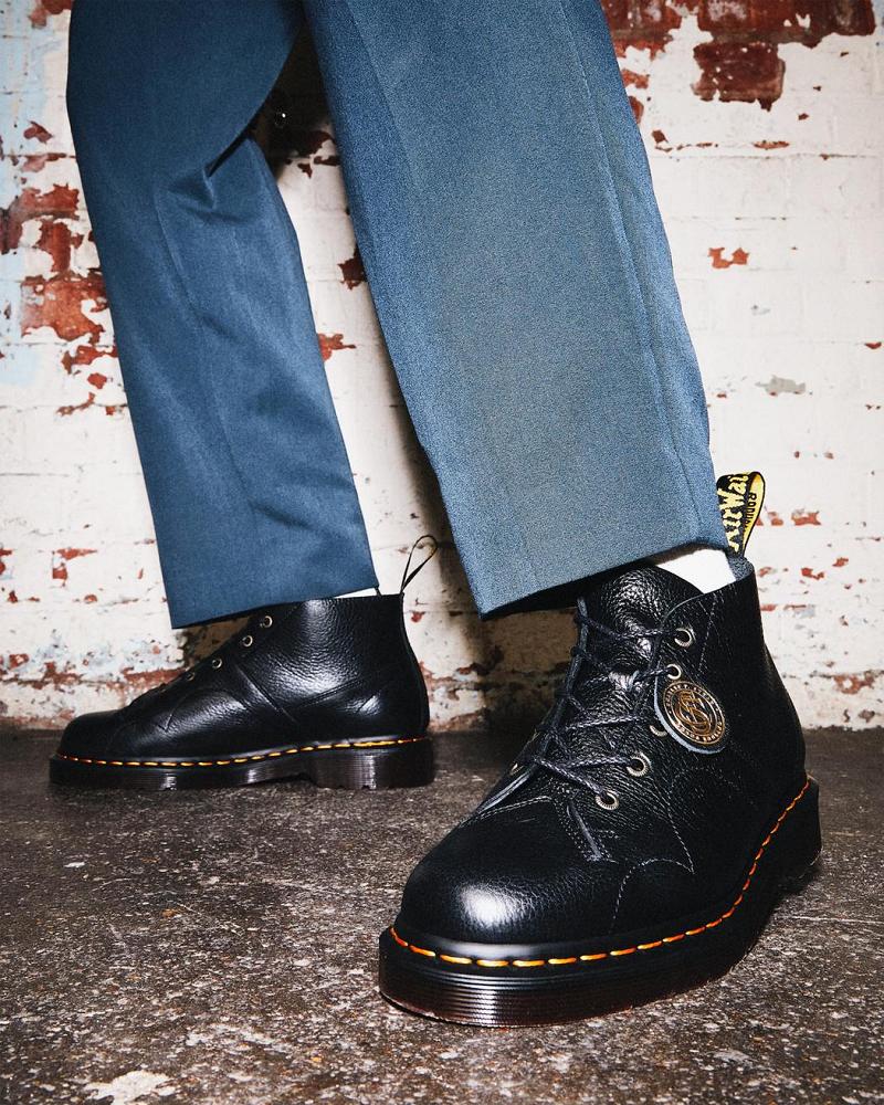 Men's Dr Martens Church Buckingham Leather Monkey Boots Black | AU 547SGL